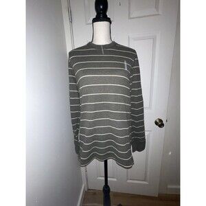 Eddie Bauer Shirt Men’s S Gray White Henley Long Sleeve Outdoor Top Thermal